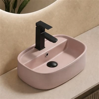 Bồn rửa phòng tắm màu hồng baby